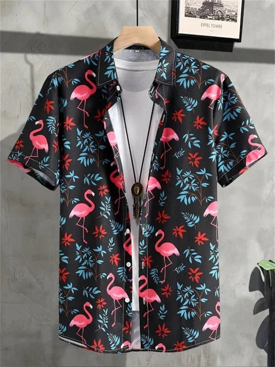 Chemise hawaïenne à imprimé floral 3D
