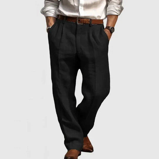 Pantalon décontracté en coton et lin pour homme