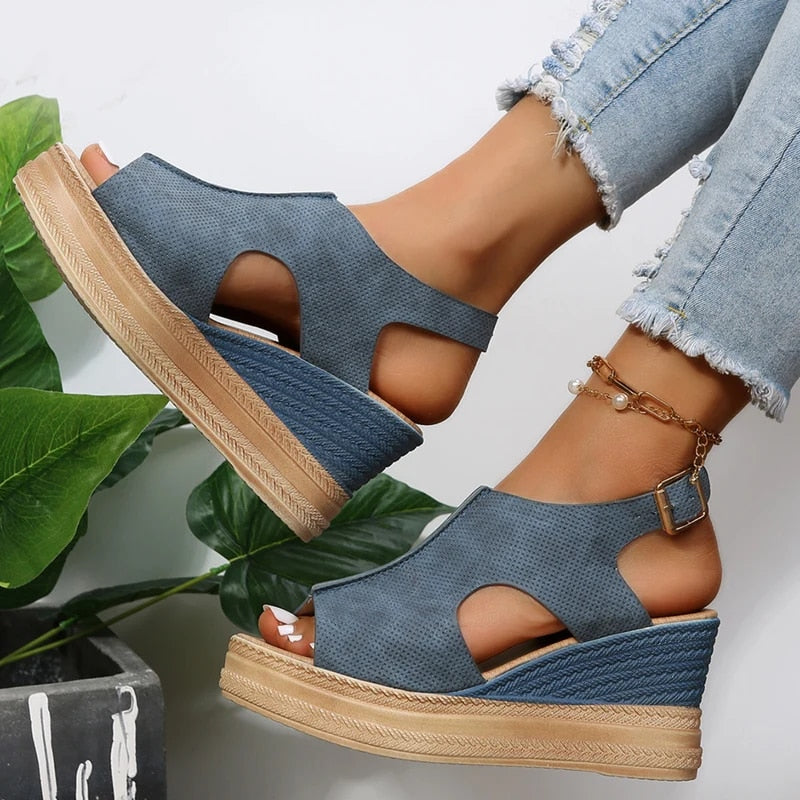 Sandales compensées à maintien renforcé pour femmes