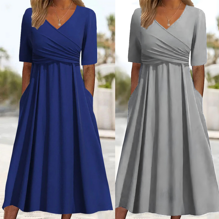 Robe à manches courtes croisées