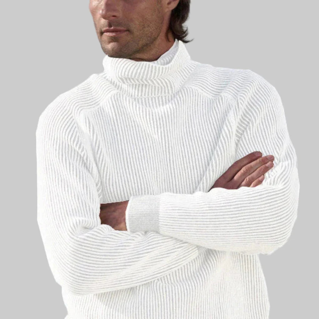 Pull col roulé homme élégant en tricot uni