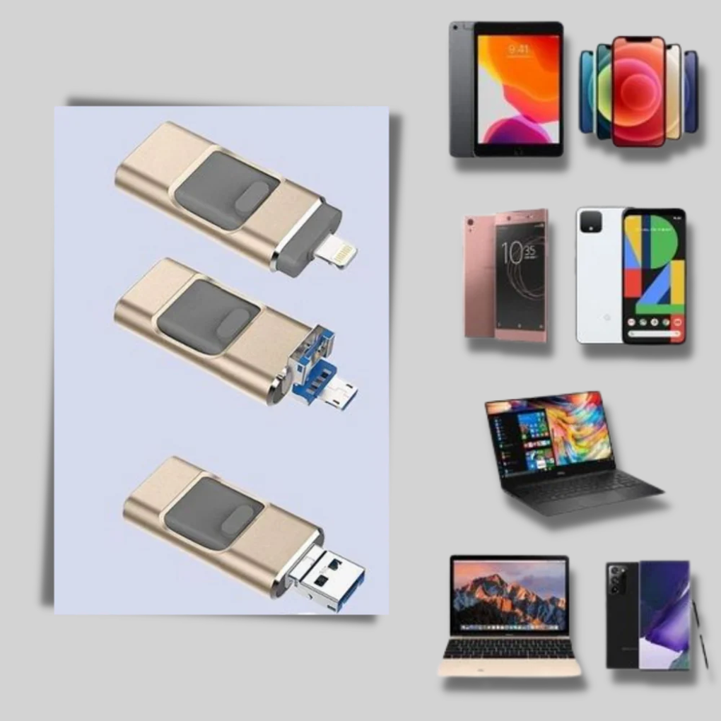 Clé USB 4 en 1 – Solution de stockage multi-connecteurs