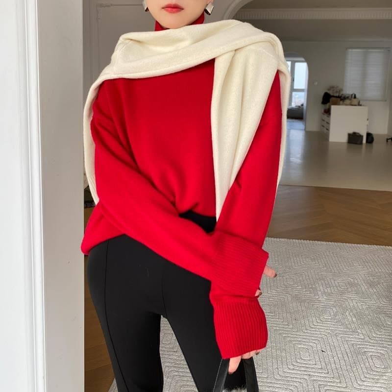 Cher - Pull tricoté de créateur avec col roulé confortable