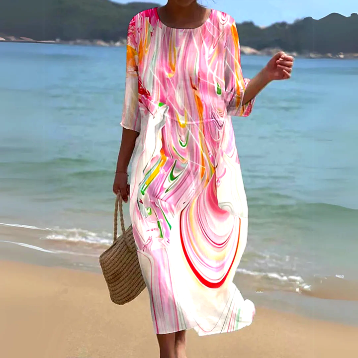 Robe mi-longue fluide et légère pour femme