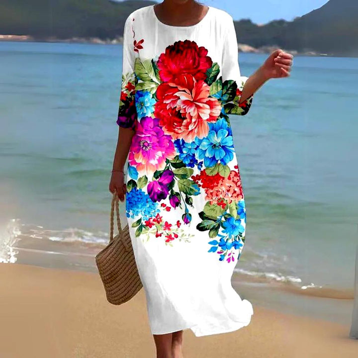 Robe mi-longue fluide et légère pour femme
