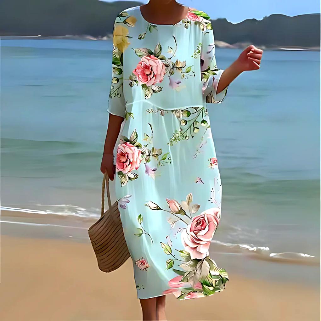 Robe mi-longue fluide et légère pour femme