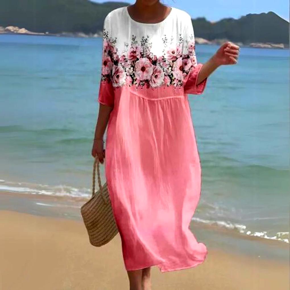 Robe mi-longue fluide et légère pour femme