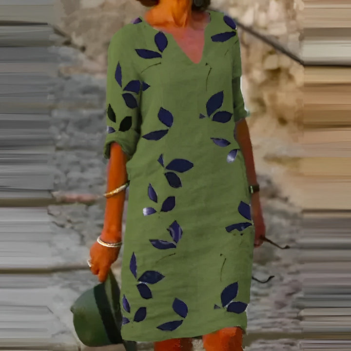 Robe d'Été à Imprimé Feuilles pour Femme