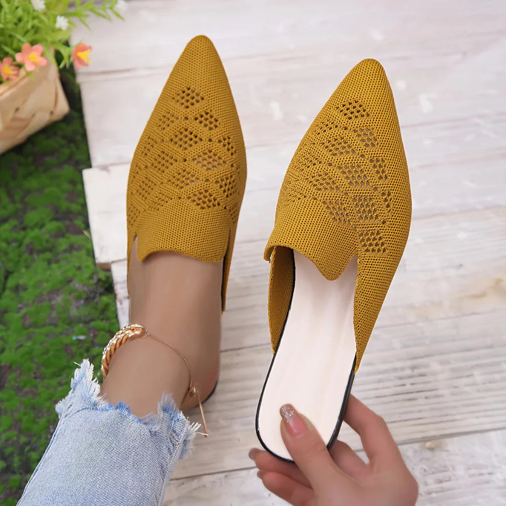 Mules plates tricotées pour femmes