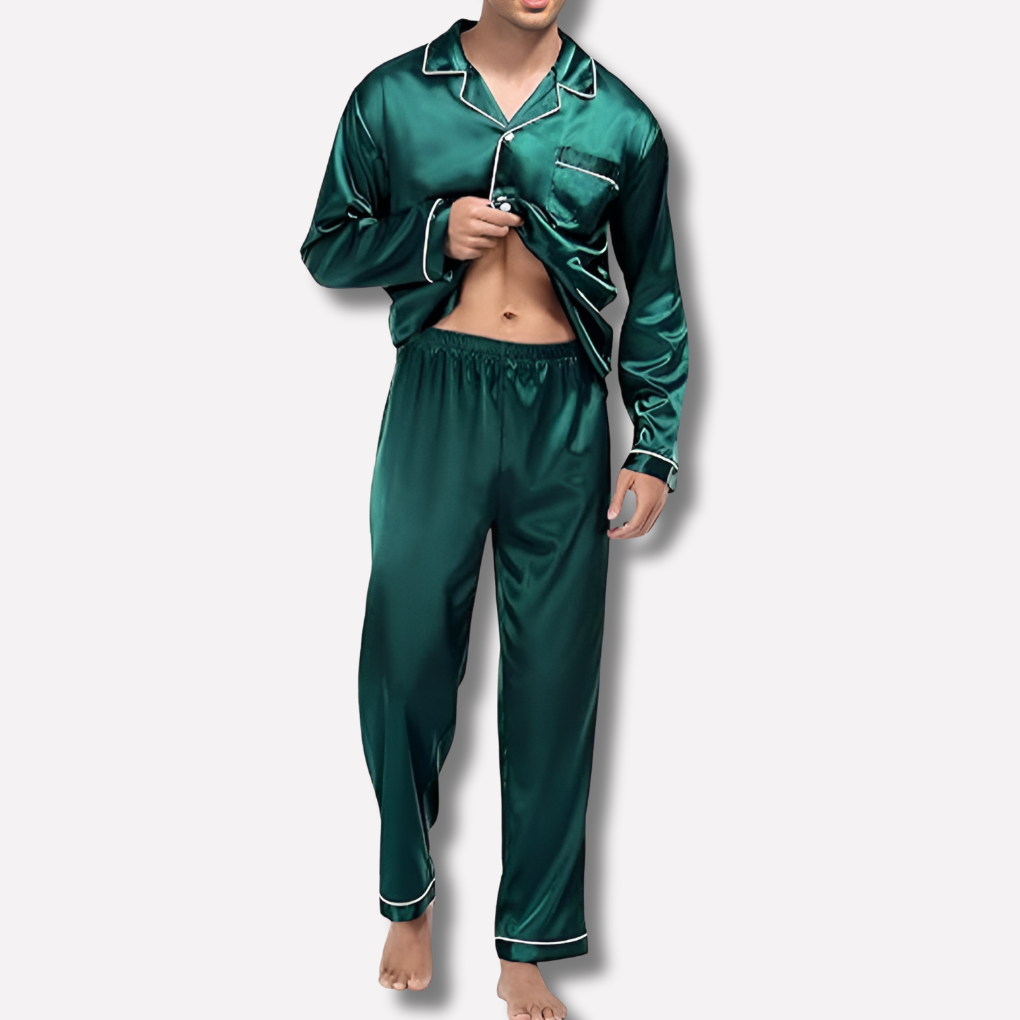 Ensemble pyjama en satin et soie pour homme