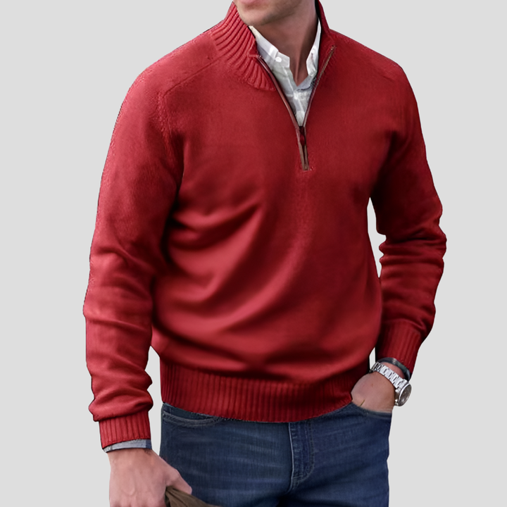 Pull en tricot de coton pour homme avec col zippé