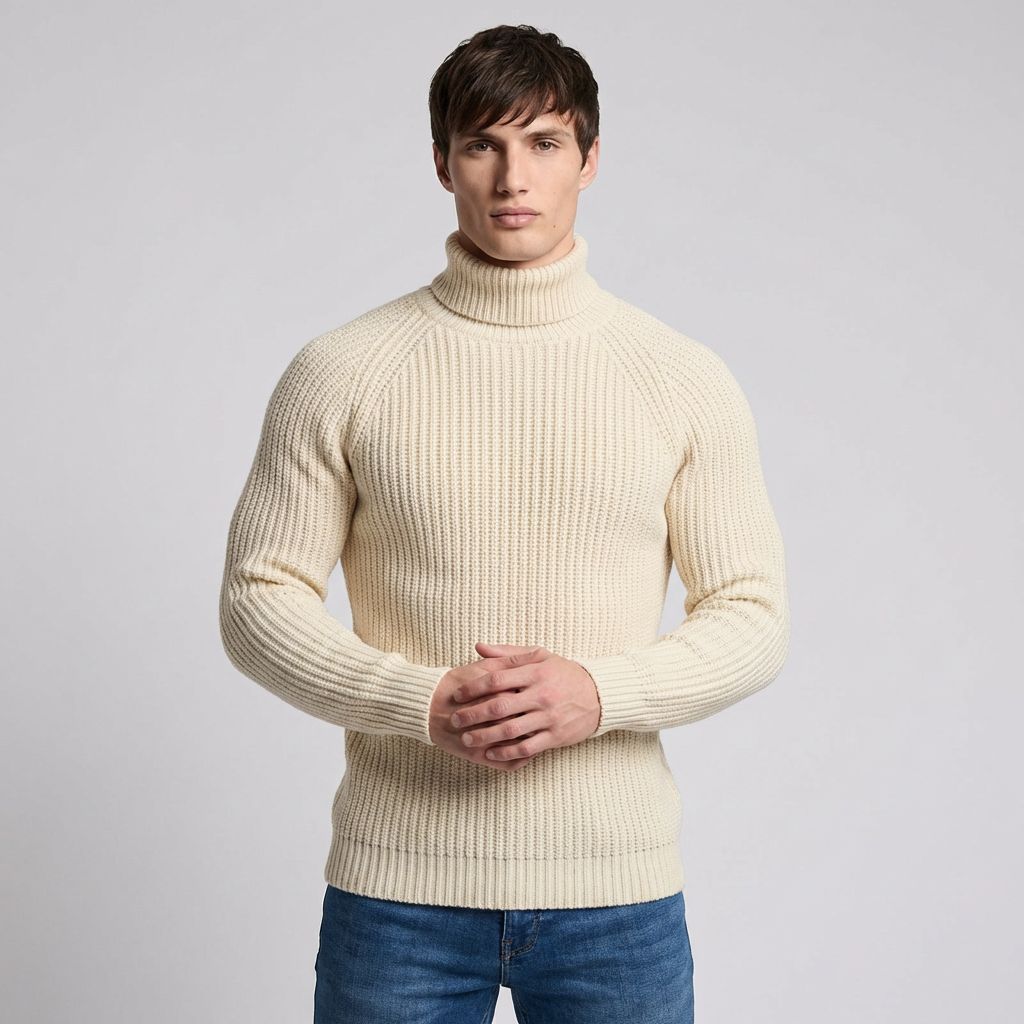 Pull en tricot à col roulé pour hommes