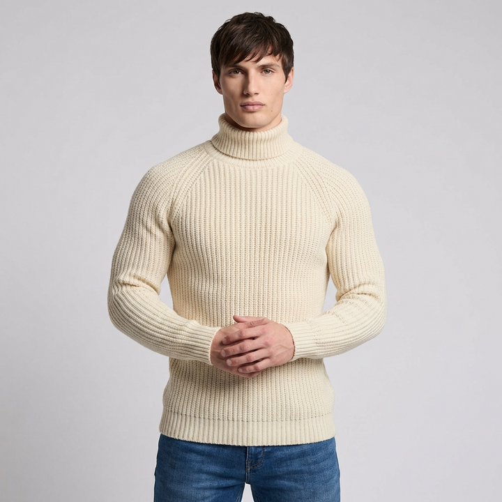 Pull en tricot à col roulé pour hommes