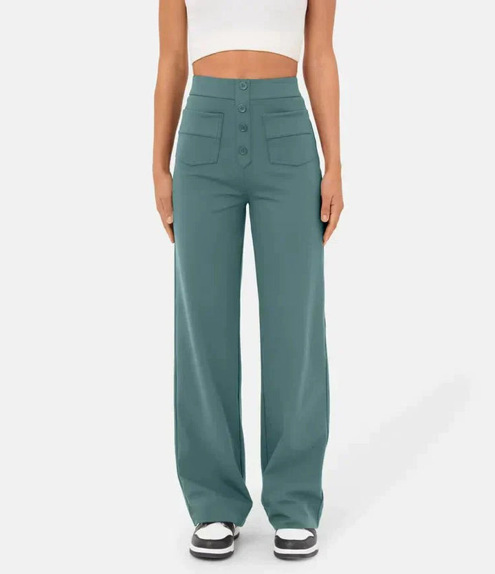 Pantalon décontracté taille haute élastique pour femme