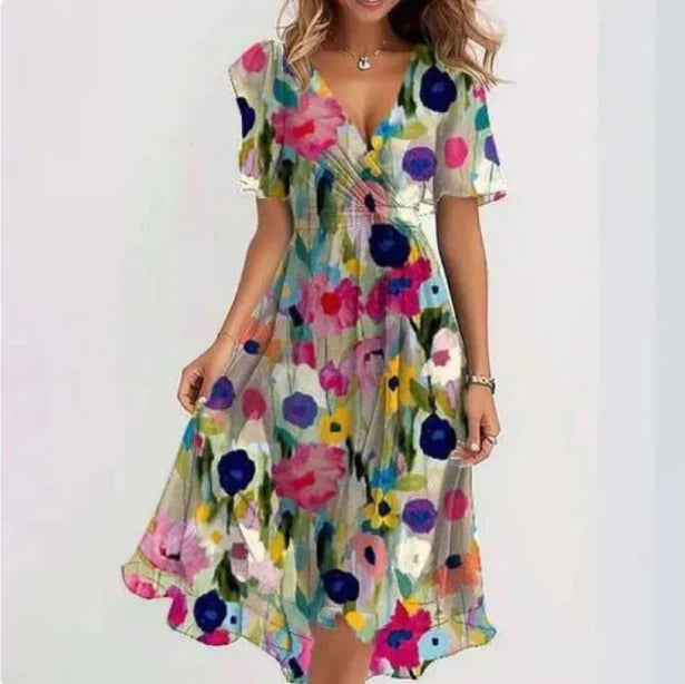 Robe Élégante à Col en V pour Femme