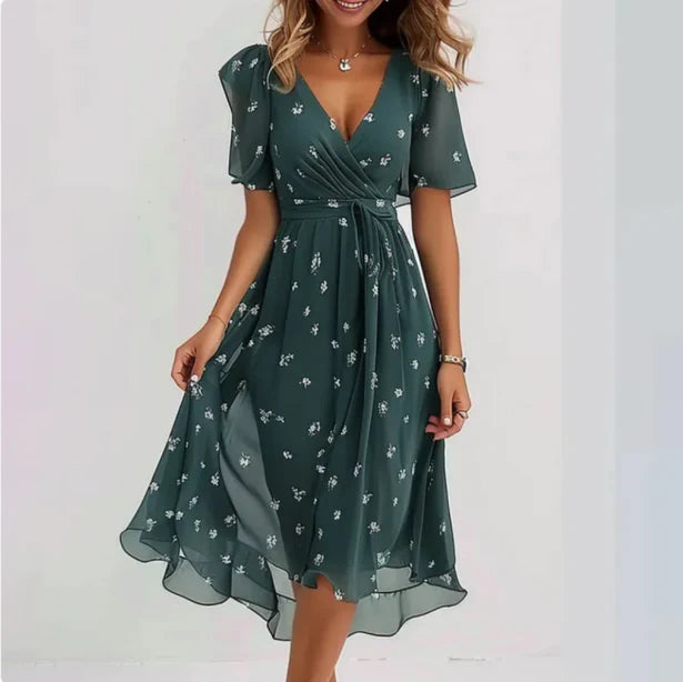 Robe Élégante à Col en V pour Femme