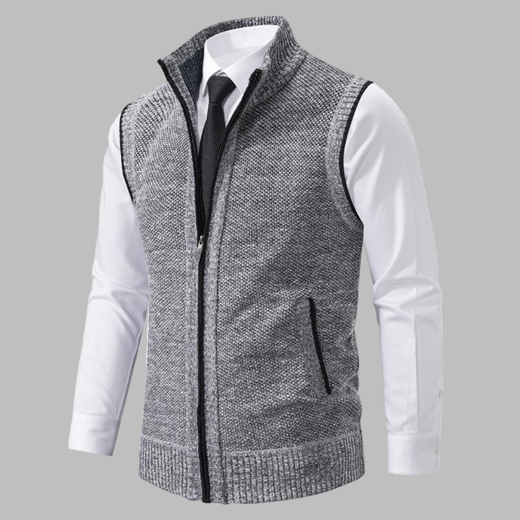 Gilet zippé classique en tricot pour homme