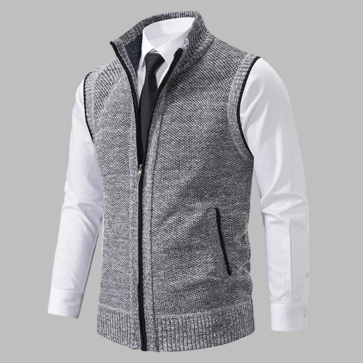 Gilet zippé classique en tricot pour homme