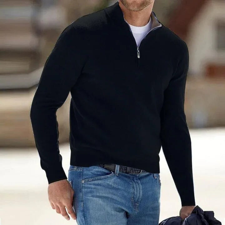 Pull basique zippé en cachemire pour homme