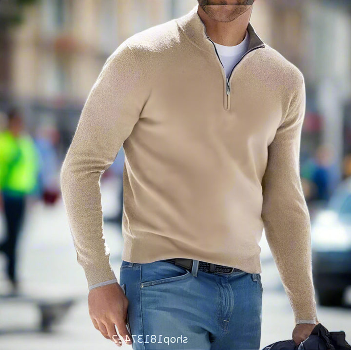 Pull basique zippé en cachemire pour homme