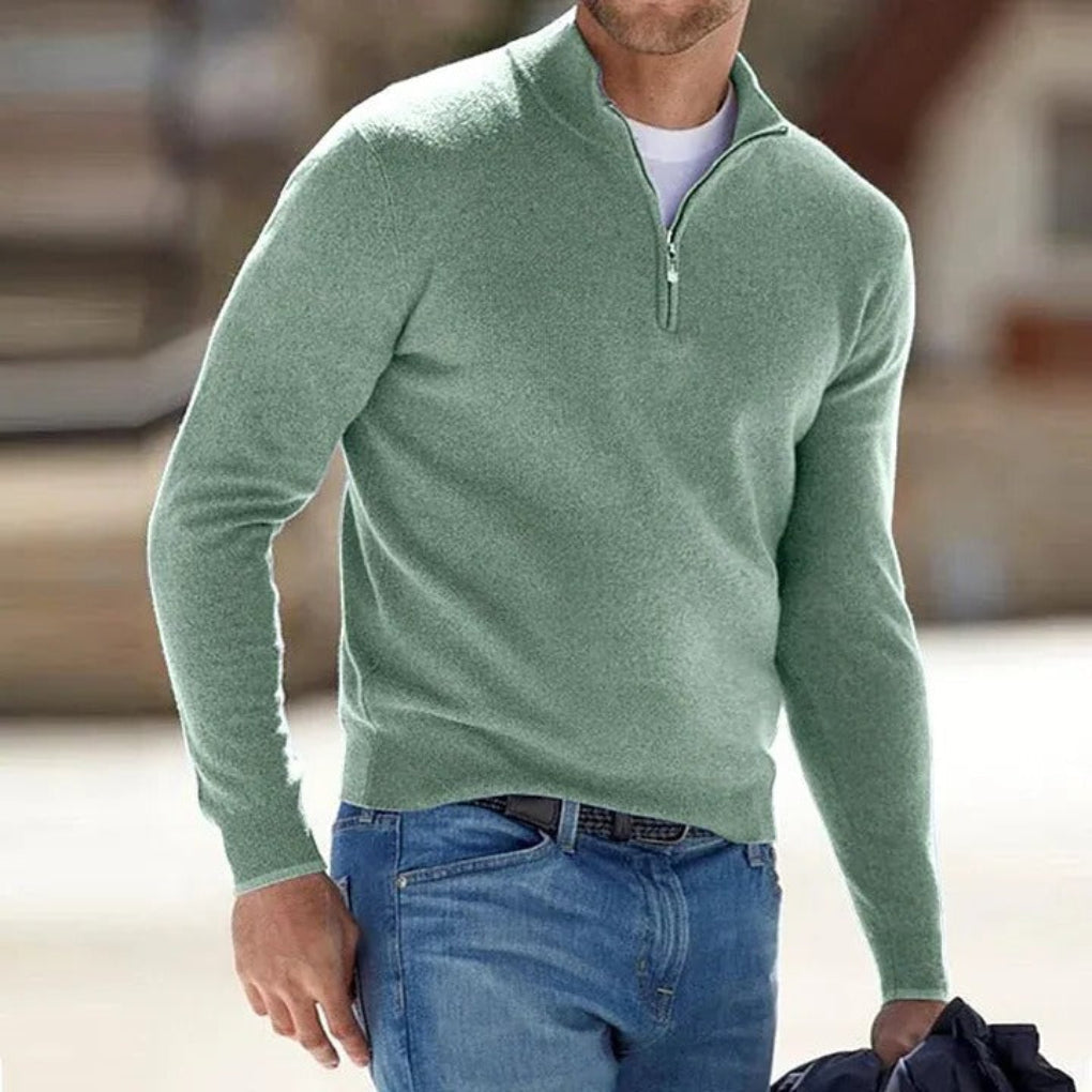 Pull basique zippé en cachemire pour homme