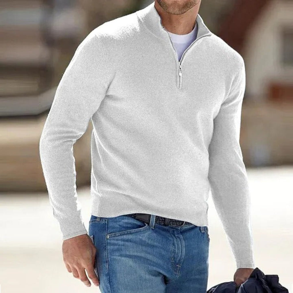 Pull basique zippé en cachemire pour homme
