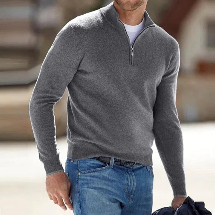 Pull basique zippé en cachemire pour homme