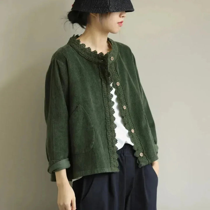 Veste femme avec détails en velours côtelé