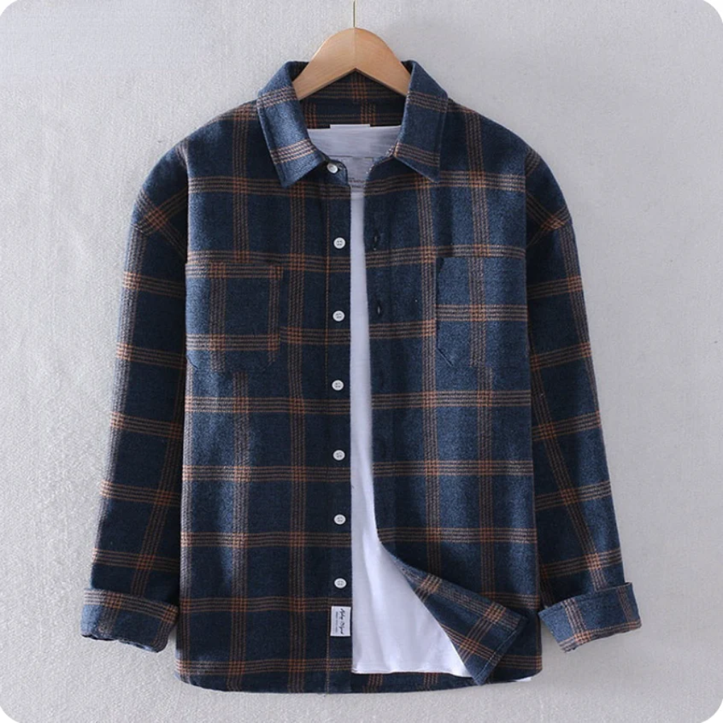 Chemise à carreaux classique pour homme, idéale pour l'automne et l'hiver