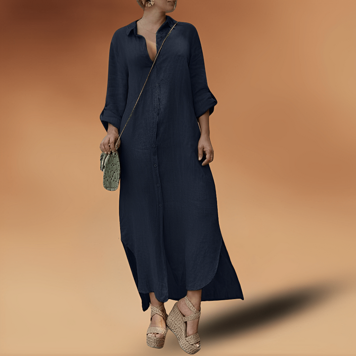Robe longue élégante en lin
