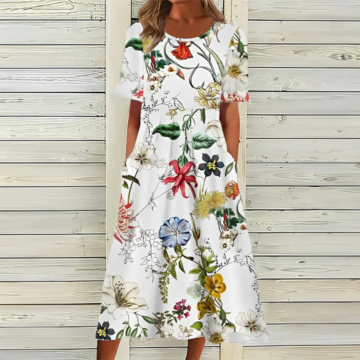 Robe droite à imprimé floral d'été