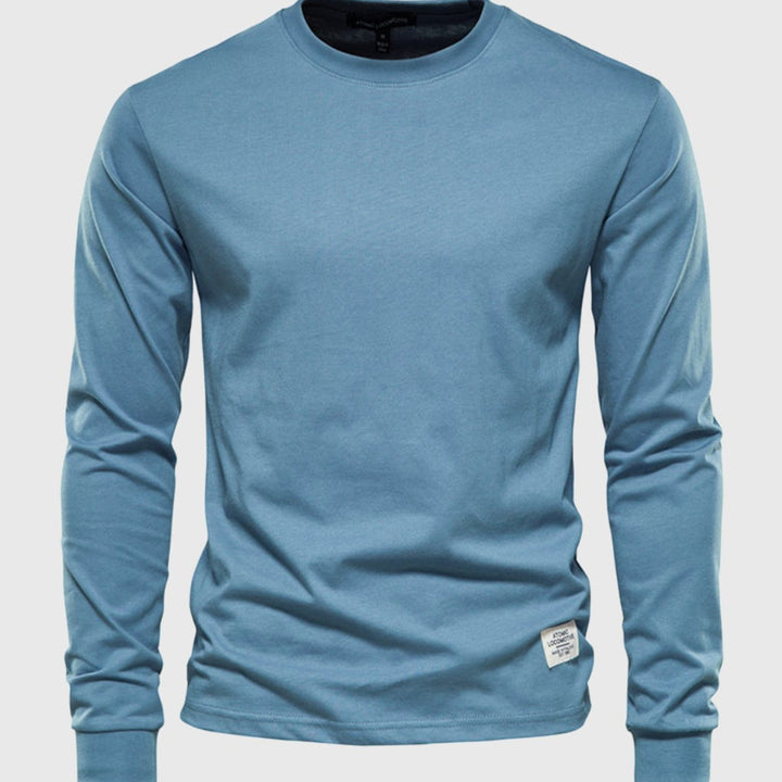 Chemise homme en coton à manches longues et col rond