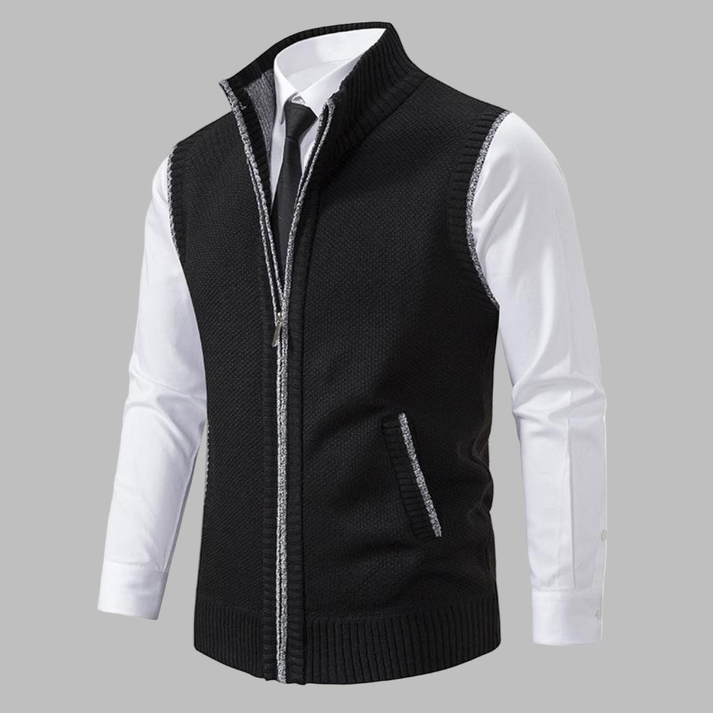 Gilet zippé classique en tricot pour homme