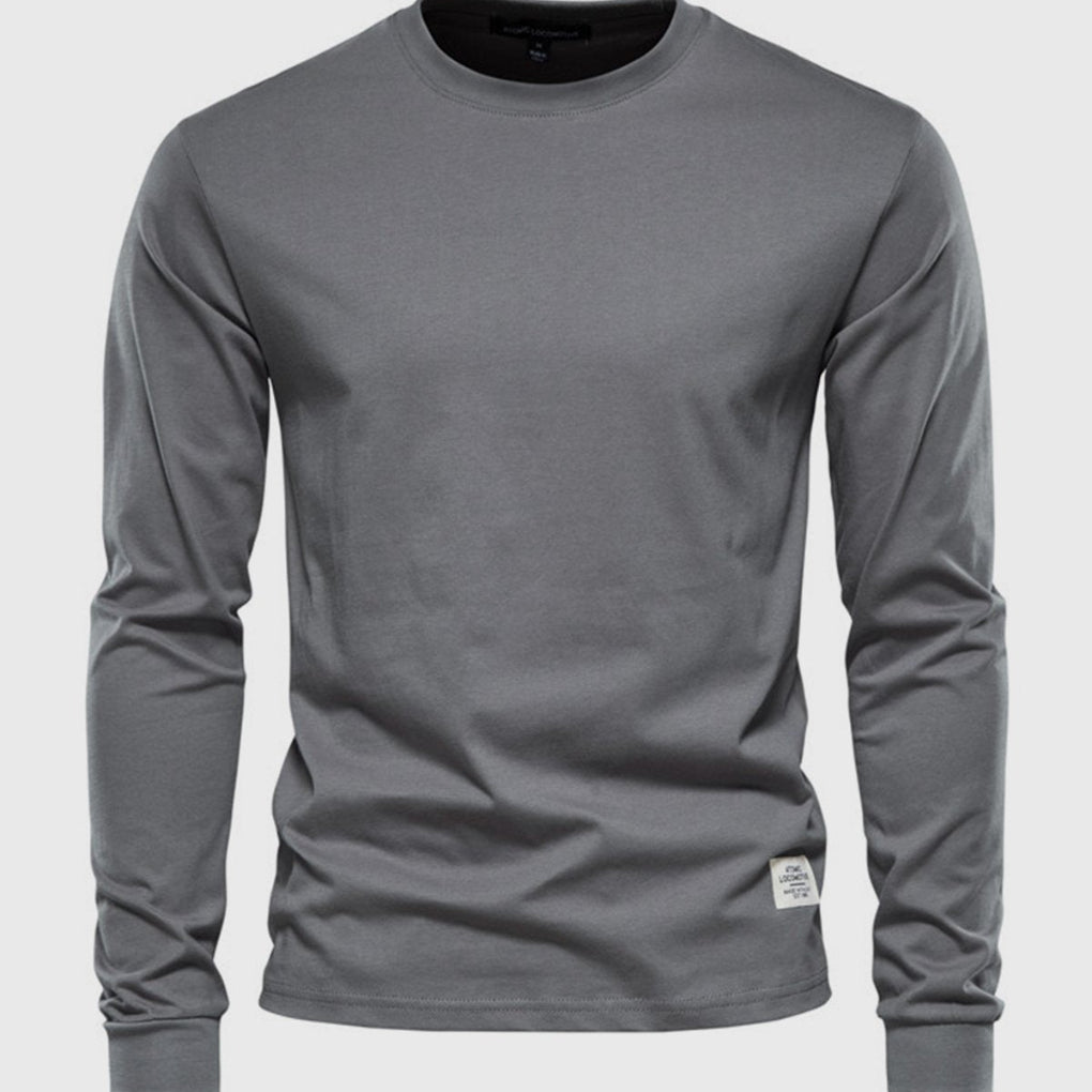 Chemise homme en coton à manches longues et col rond