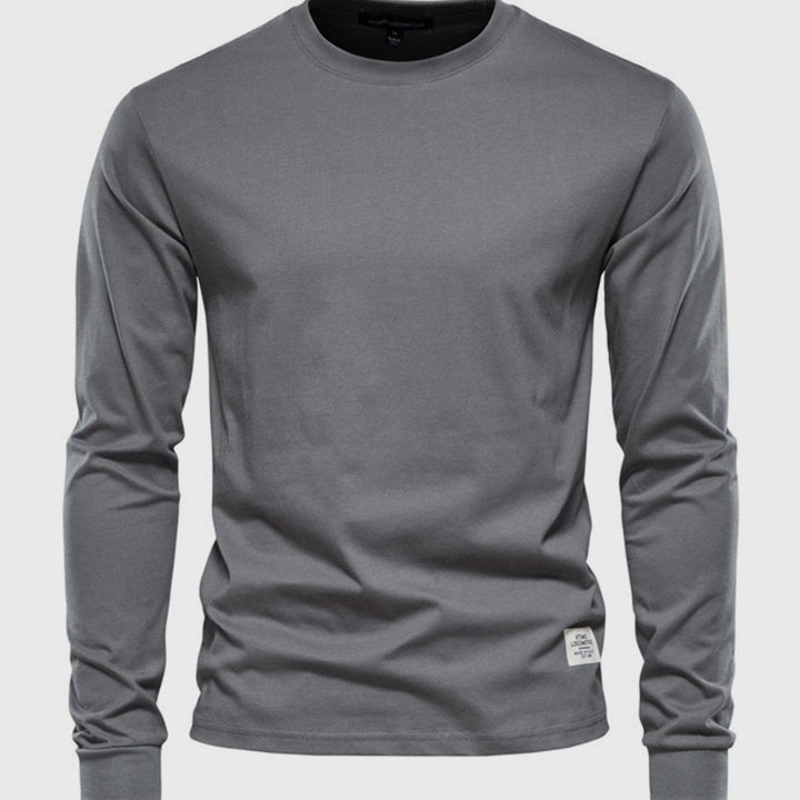 Chemise homme en coton à manches longues et col rond