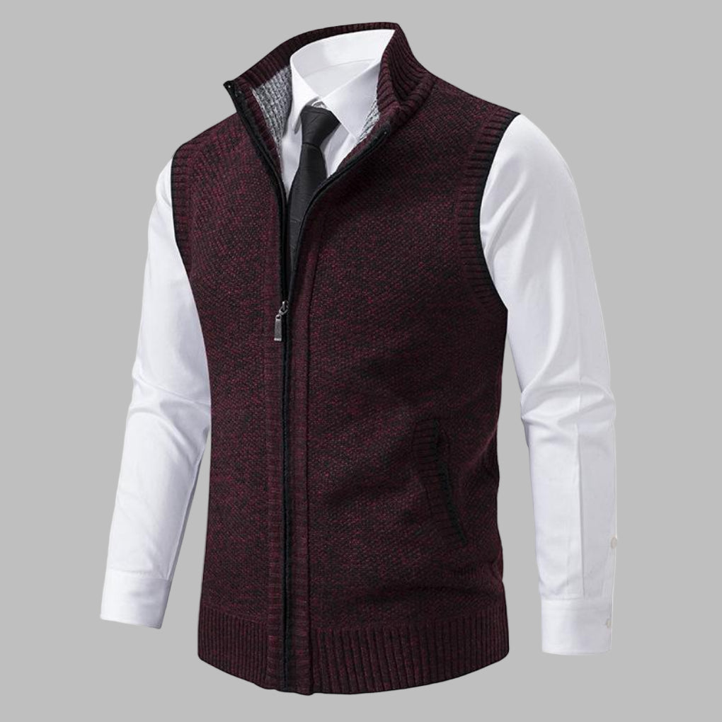 Gilet zippé classique en tricot pour homme