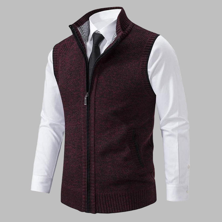 Gilet zippé classique en tricot pour homme