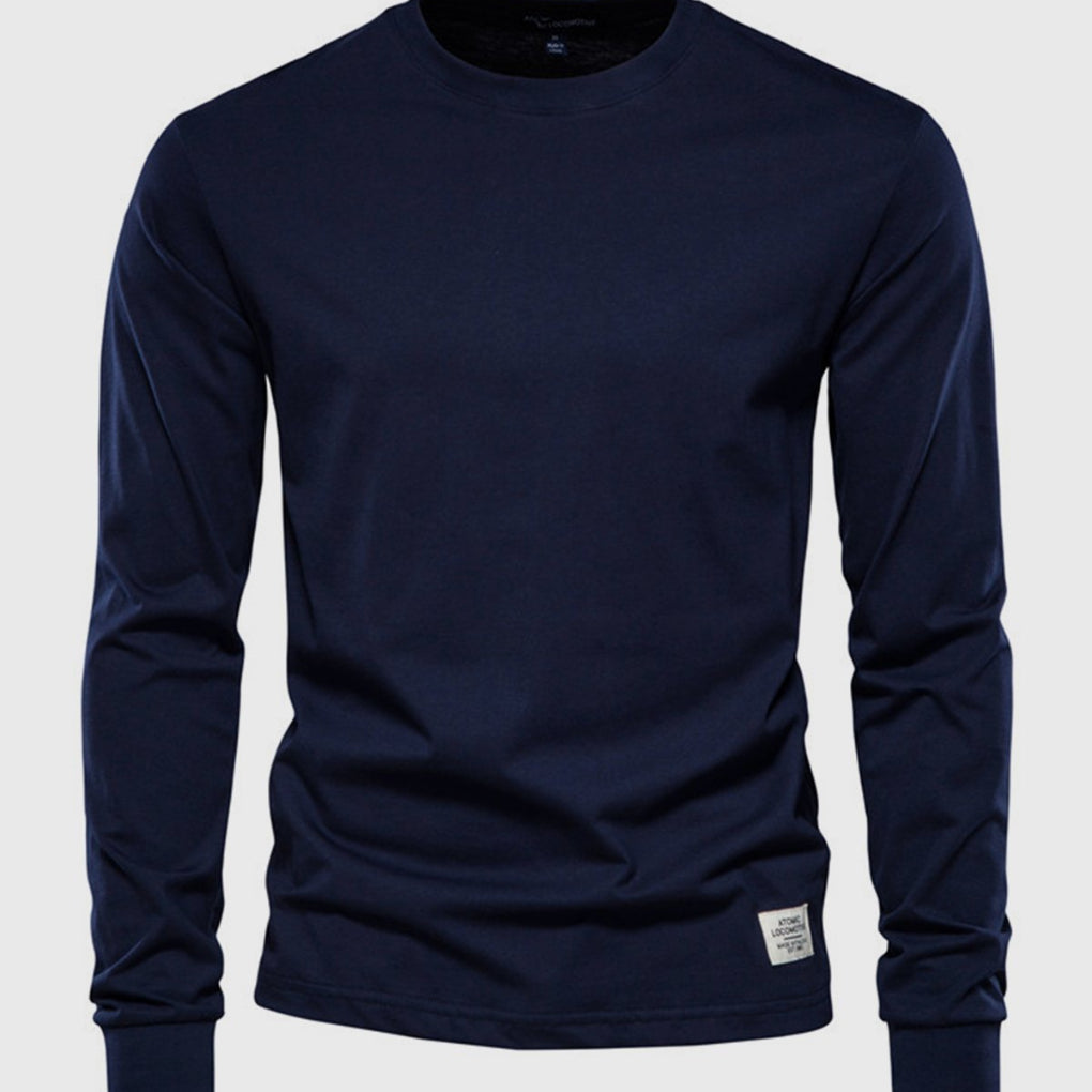 Chemise homme en coton à manches longues et col rond
