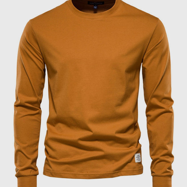 Chemise homme en coton à manches longues et col rond