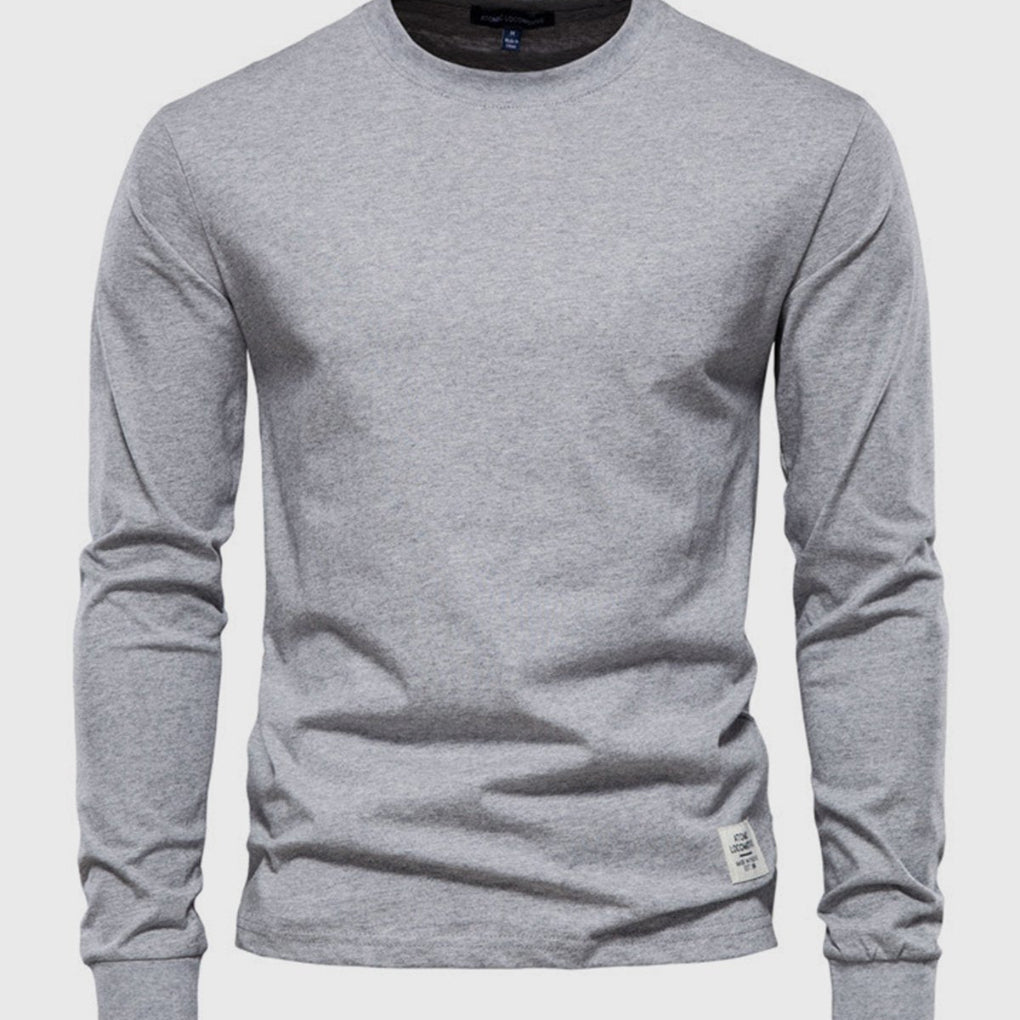 Chemise homme en coton à manches longues et col rond