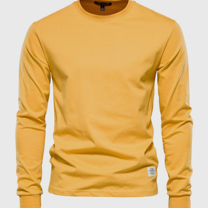 Chemise homme en coton à manches longues et col rond