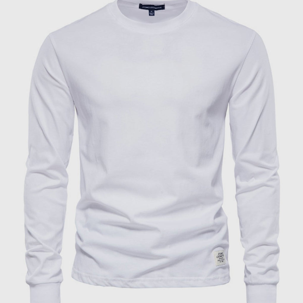 Chemise homme en coton à manches longues et col rond