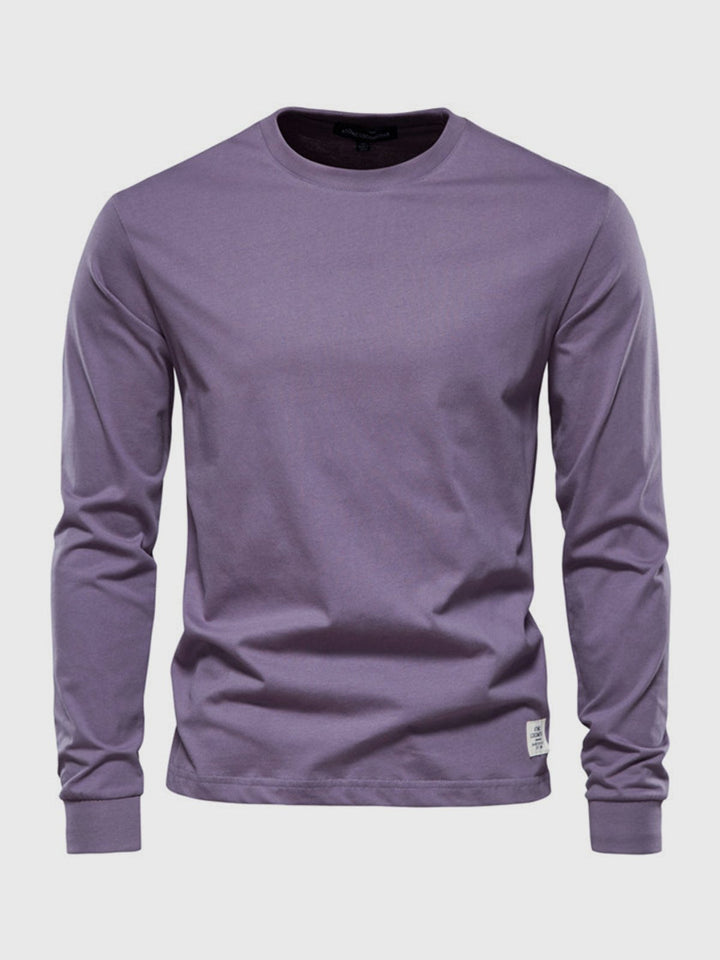 Chemise homme en coton à manches longues et col rond