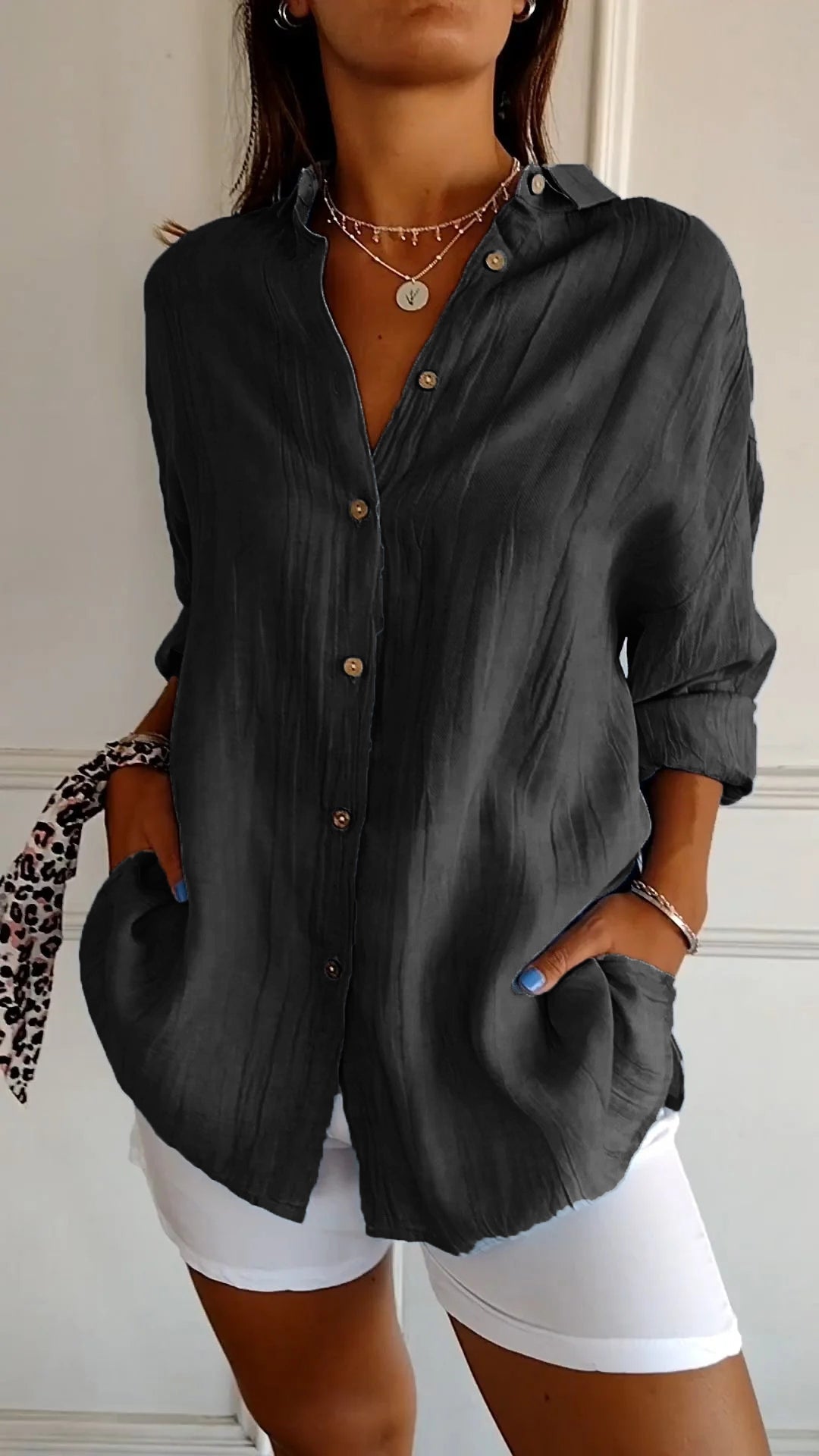 Chemise Élégante à Plis pour Femme