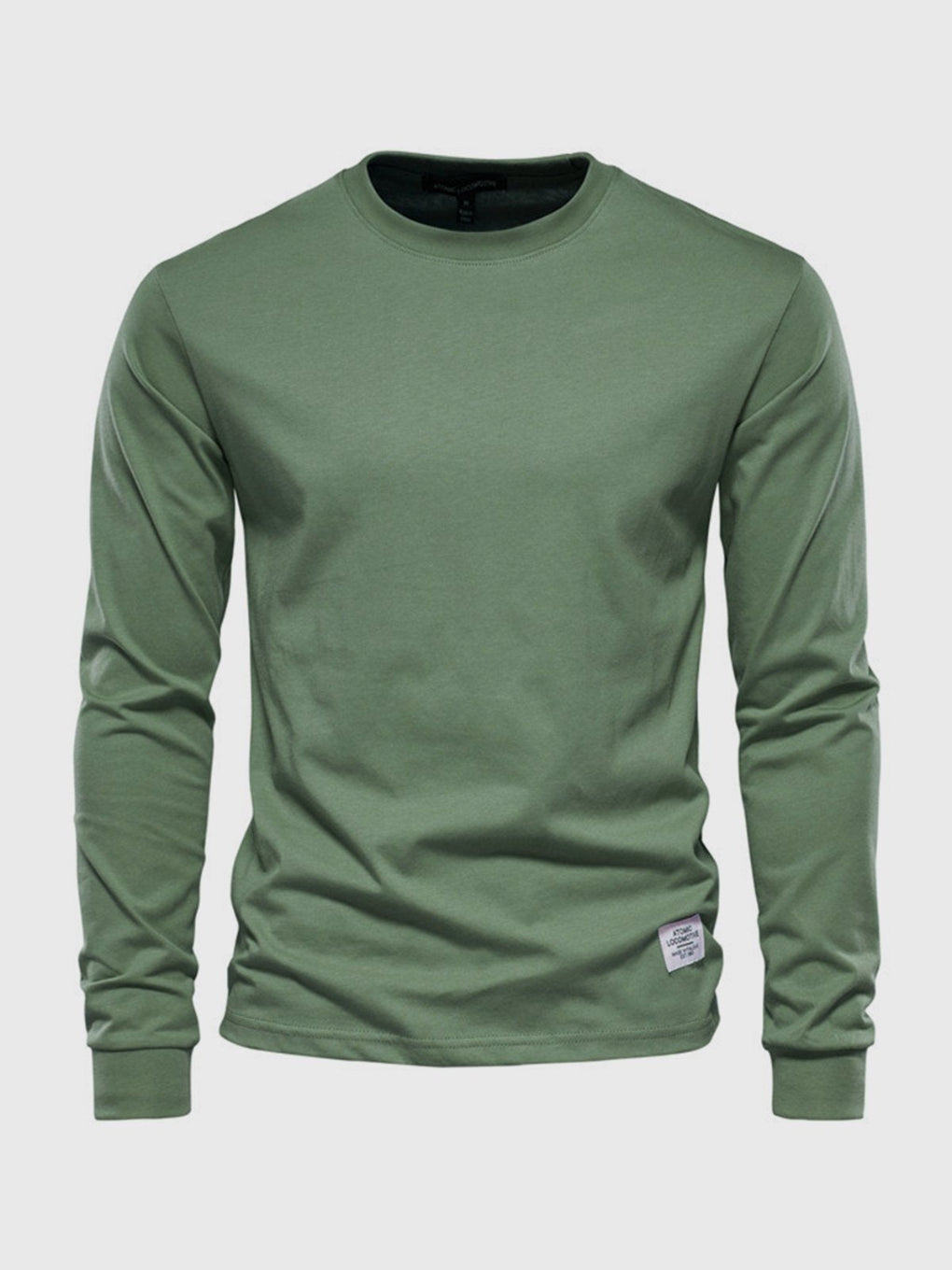 Chemise homme en coton à manches longues et col rond