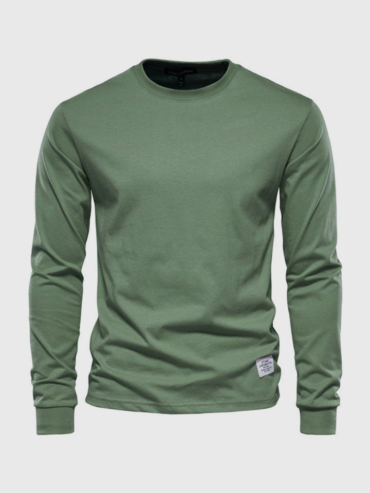 Chemise homme en coton à manches longues et col rond