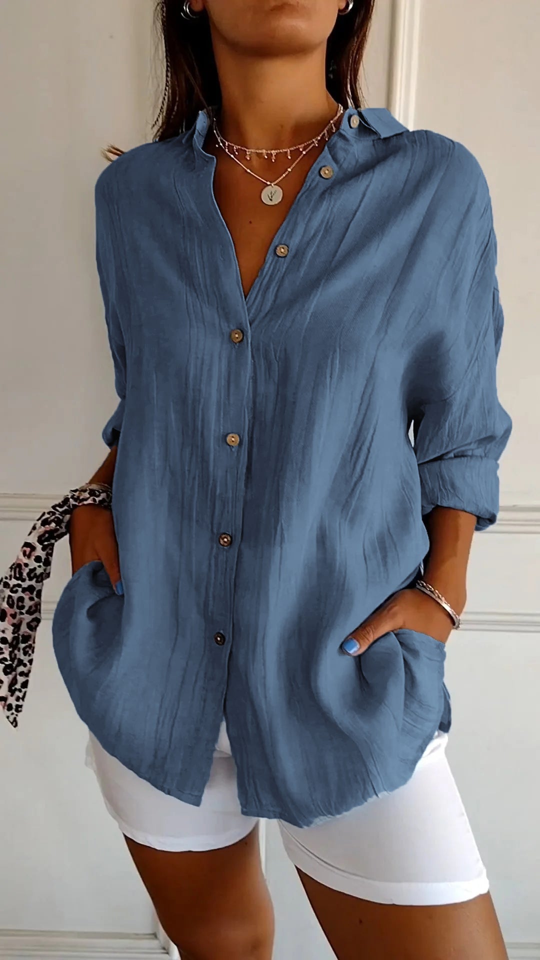 Chemise Élégante à Plis pour Femme