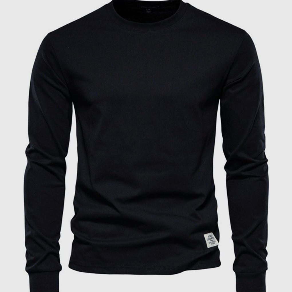 Chemise homme en coton à manches longues et col rond