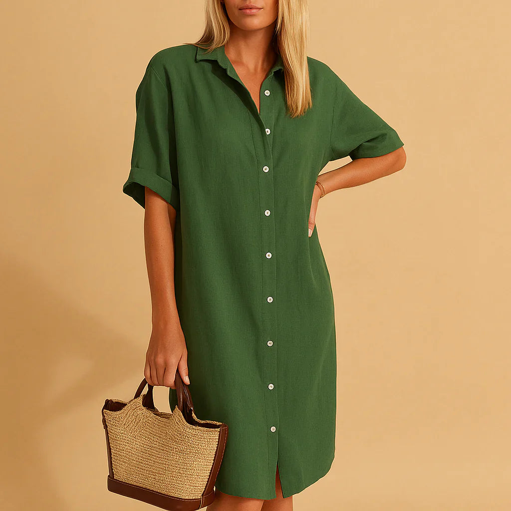 Robe chemise boutonnée coupe décontractée