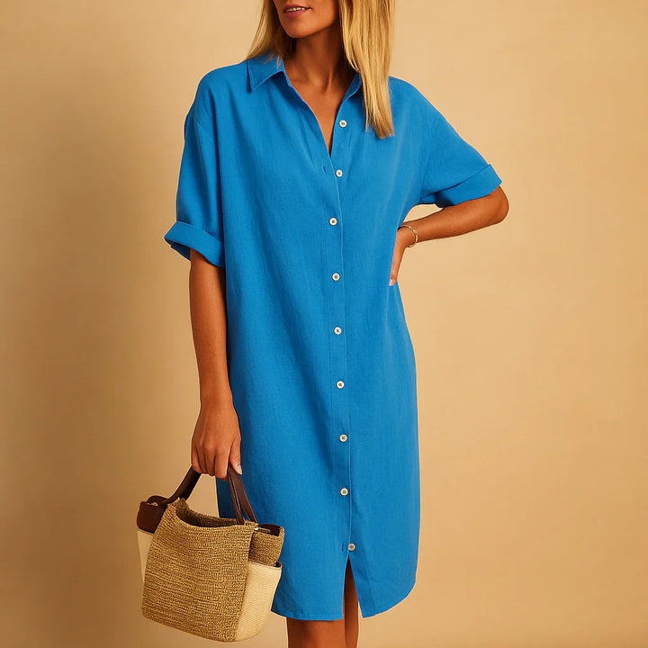 Robe chemise boutonnée coupe décontractée